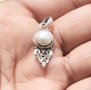 Pendentif en perle d'eau douce, pierre précieuse, pendentif en argent sterling 925, pendentif fait à la main, pendentif en perle, bijoux en perle, cadeau de Noël - Product Image 2