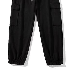 Cordón cintura negro teñido hecho a medida OEM venta al por mayor carga bloque de color personalizado 100% algodón holgado Casual pantalones de chándal hombres - Product Image 6