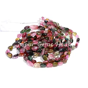 Perline di forma ovale Multi tormalina di vendita calda perline alla moda per gioielli e collana che fanno perline di pietre preziose di migliore qualità