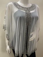 Poncho-écharpe exclusif grande taille pour femme, en résille, de haute qualité, printemps-automne, écologique, pour le bureau ou décontracté, avec broderie de perles et de sequins faits à la main