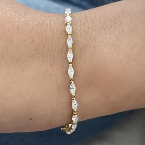 Nueva llegada Pulsera de tenis de alta calidad para mujer 10K Oro amarillo Moissanite Marquise Cut Diamond - Product Image 2