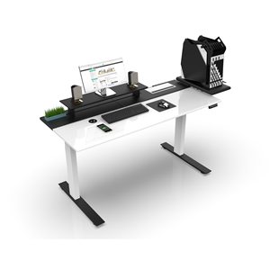 Escritorio para Juegos SMARTDESK de Altura Ajustable en Blanco y Negro con Superficie de MDF Resistente - Product Image 1