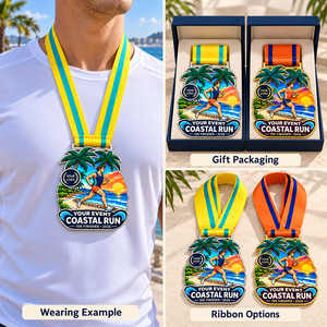 Médailles personnalisées pour marathon et course à pied, récompenses de finisseur pour 10K, demi-marathon et marathon complet avec designs événementiels personnalisés et rubans OEM - Product Image 3
