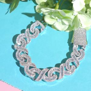 15mm Baguette Cut Colorless Moissanite Diamond Iced Out Hip Hop <b>Infinity</b> <b>Bracelet</b> In 925 Silver Luxury Bling Jewelry Manufacture - Product Image 3