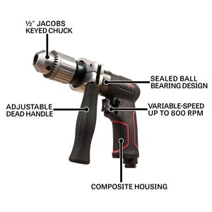 Taladro Neumático Reversible de 800 RPM y 1/2 Pulgada (Modelo JAT-621) Categoría de Producto: Taladros de Martillo Neumáticos - Product Image 5