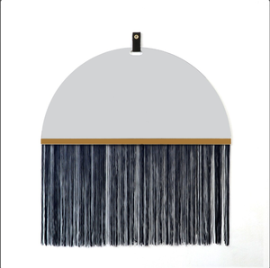 Leather Strap Hangingb Minimalist <b>Boho</b> Home Decor Round Macrame <b>Hanging</b> <b>Wall</b> Decorative Mirror with <b>Boho</b> Fringe - Product Image 1