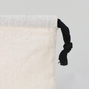Organic Cotton <b>Drawstring</b> Fabric <b>Pouch</b> 6W X 8H-Black with Embroidered Logo Use for Bracelets Wallet Watch Dust or Packaging - Product Image 4