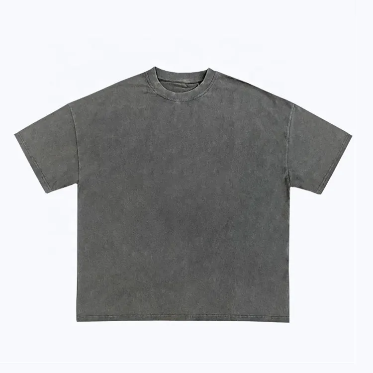 Venta al por mayor de los hombres lavado con ácido camisetas de gran tamaño de talla grande 100% algodón Drop Shoulder vintage Mineral Stone Wash T Shirt