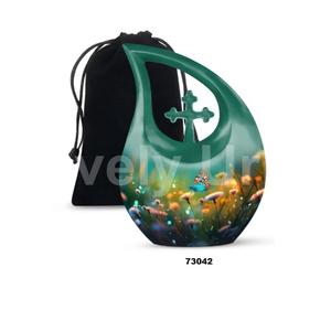 Urna Funeraria de Aluminio con Forma de Lágrima y Mariposa, para Cenizas de Adultos, Decorativa, con Bolsa de Terciopelo Gratis - Product Image 5