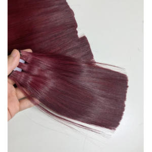 Donante mixto Borgoña 18 ''rizo hinchable alta calidad Super doble vietnamita Remy trama plana extensiones de cabello sin procesar cutícula - Product Image 1