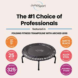 JumpSport PRO 550f Trampolino per Fitness Indoor Leggero 44 Pollici Design Pieghevole in Acciaio Sicuro per Ragazzi e Ragazze Nero - Product Image 2