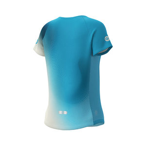 T-shirt de course sur sentier ajusté et respirant pour femme avec logo et détails en mesh Aqua - Product Image 2