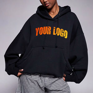 Sweat-shirt à capuche surdimensionné d'hiver avec logo personnalisé, unisexe, pull, OEM, étiquette privée, respirant, polyester/coton de haute qualité, polaire - Product Image 5