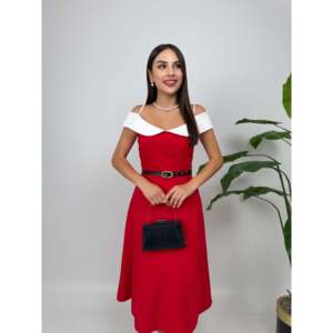 Vestido A-Line con Tirantes y Cintura Natural con Detalle de Cinturón, Modelo 4012 Allergic Bust - Product Image 6