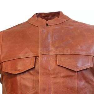 Gilet en cuir décontracté pour homme, coupe ajustée, hiver, sur mesure, respirant, en cuir de vache, vêtements d'extérieur fabriqués au Pakistan - Product Image 4