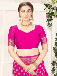 Trendmalls ผ้าไหม banarasi สำหรับผู้หญิงพร้อมเสื้อ unstitched ชิ้น (S11-Pink) งานแต่งงานแบบลำลองและเสื้อผ้าปากีสถาน - Product Image 6