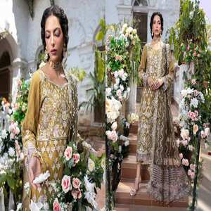 Ropa de boda de alta calidad, ropa india y pakistaní con trabajo de bordado pesado con dupatta pesada y pantalones de seda al por mayor - Product Image 4