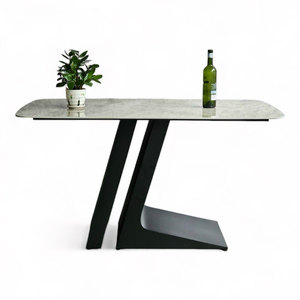 Juego de Mesa de Comedor Rectangular Moderno de 140x80cm con Cubierta de Cerámica de Alta Calidad y Patas de Hierro, Ensamblado y Extensible BA68193 - Product Image 2