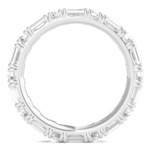 3ct 14K oro blanco diamante redondo y corte esmeralda laboratorio cultivado diamante eternidad banda anillo para niñas - Product Image 2