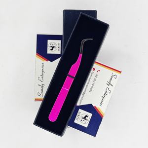 Pinzas Japonesas para Pestañas de 10 mm de Longitud, Hechas a Mano, de Color Rosa Intenso, con Punta Curva, Dentada/Lisa, Duraderas y de Precisión - Product Image 6