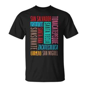 T-shirt unisexe pour adultes, taille S M L XL XXL, motif imprimé, villes du Salvador - Product Image 1