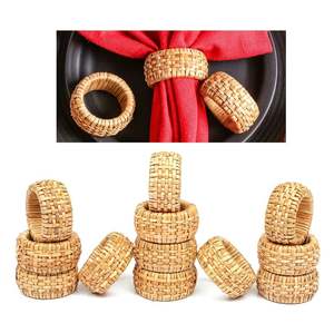 Vente en gros pas cher Anneau de serviette en rotin pour décoration de table avec strass et bling Anneau à boucle pour serviette de table - Product Image 4