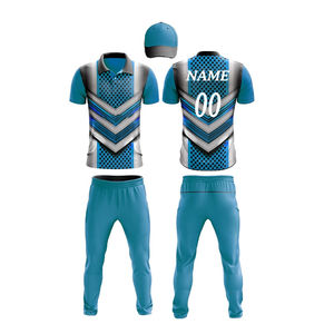 Uniformes de cricket en polyester 100% personnalisables fabriqués en usine Ensembles de nom et de numéro d'équipe sportive imprimés par sublimation - Product Image 4