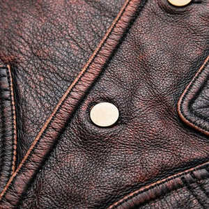 Gilet en cuir de vachette pour homme grande taille – Gilet en cuir de moto sans manches tendance - Product Image 6