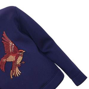 Venta al por mayor azul logotipo personalizado cuello sudaderas con capucha hombres personalizado Vintage logotipo bordado Casual hombres temporada de invierno tela tejida holgada - Product Image 6