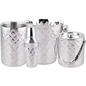 Juego de barras de acero inoxidable de 4 piezas con diseño de diamante, cubos de hielo y tinas para bebidas - Product Image 1