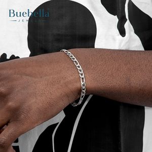 5mm 14K <b>White</b> <b>Gold</b> Plated 925 Sterling Silver Moissanite Hip Hop Figaro <b>Bracelet</b> for Men - Product Image 1