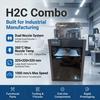 Impresora 3D Bamboo BLab H2C Combo de Gran Volumen de Construcción para Piezas Funcionales y Fabricación para Pequeñas Empresas