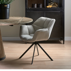 <span class=keywords><strong>Chaise</strong></span> de salle à manger <span class=keywords><strong>avec</strong></span> <span class=keywords><strong>accoudoir</strong></span> pivotant en lin <span class=keywords><strong>tissu</strong></span> doux <span class=keywords><strong>avec</strong></span> base en métal enduit de poudre - Product Image 5