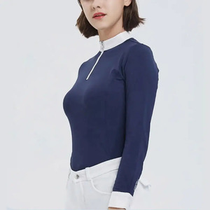 New Style Horse Riding Clothing Female Outdoor <b>Long</b> <b>Sleeve</b> Zip Up <b>Base</b> <b>Layer</b> Equestrian Apparel Lace Riding Show Shirt - Product Image 2
