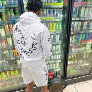 Conjunto corto de dos piezas unisex, chándal personalizado para hombre, chaqueta cortavientos reflectante, chándales, ropa de calle de nailon estampada para invierno - Product Image 3