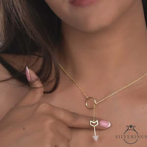 Collier en argent sterling 925 avec pierre de lune arc-en-ciel en forme de flèche pour les occasions de cadeaux - Product Image 2