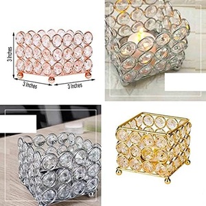 Deluxe Quality <b>Square</b> Mini Votive Holder Silverware Crystal and Metal T-Light <b>Candle</b> Holder Ideal for Indoor and Outdoor Decor - Product Image 6