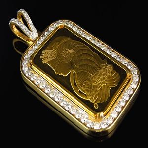 Rectángulo diseño Medusa cara chapado en oro Moissanite diamante S925 plata Iced Out Hip Hop colgante joyería para hombres - Product Image 1