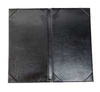 Porte-menu en similicuir PU noir de haute qualité, durable, avec logo nickelé pour restaurants, hôtels, bars à vin, boutiques