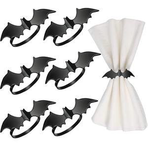 Anillo de tela de murciélago con revestimiento negro para decoración moderna, servilletas hechas a mano de primera calidad, utensilios de cocina, anillo de vajilla - Product Image 1