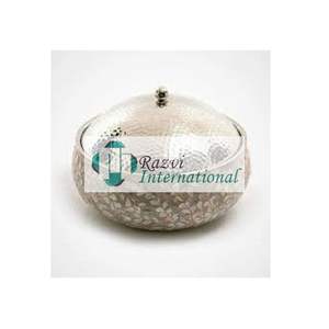 Cacerola de acero inoxidable y nácar hecha a mano diseño indio excelente calidad comida servir olla caliente - Product Image 1