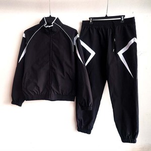 Ensemble deux pièces coupe-vent surdimensionné unisexe pour homme, style streetwear évasé, avec capuche, imprimé, réfléchissant, patchwork hip-hop - Product Image 2