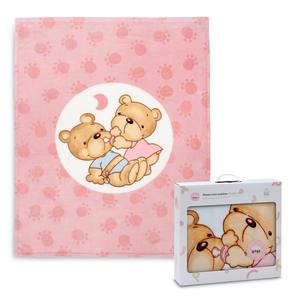 Couverture de lit bébé Sedaline 110x140 cm en peluche rose avec motif technique non tissé avec motif de personnage Paredjita Osos - Product Image 1