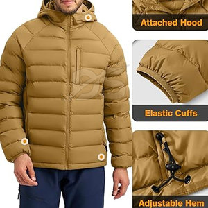 Veste matelassée pour homme confortable pour une utilisation en extérieur Logo avant à capuche Écologique Respirante Légère Haute qualité Mode d'hiver - Product Image 6