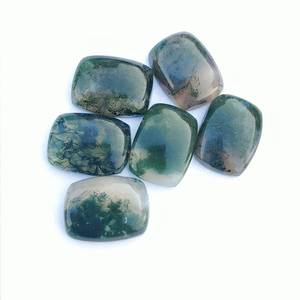 Agate mousse octogone calibré taille 4x6mm à 20x30mm dos plat pierre précieuse en vrac pour la fabrication de bijoux de boucles d'oreilles en argent - Product Image 4