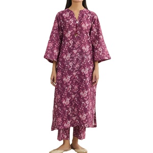 ชุดเสื้อผ้าชาลวาร์ คามีซ แบบ 2 ชิ้น สำหรับผู้หญิง ผ้าฝ้ายพิมพ์ลาย ขายส่ง เสื้อผ้าสำเร็จรูปจากปากีสถาน - Product Image 1