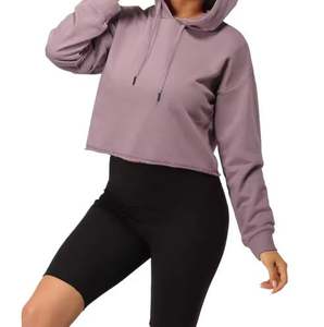 Sudadera con capucha recortada para mujer Diseño liso Logotipo personalizado Suministro al por mayor directo del fabricante OEM - Product Image 5