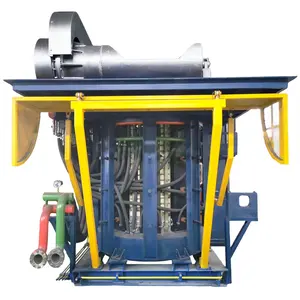 750KG 0.75T IGBT medium frequency induction hydraulic steel shell industrial furnace for melting iron copper aluminum steel