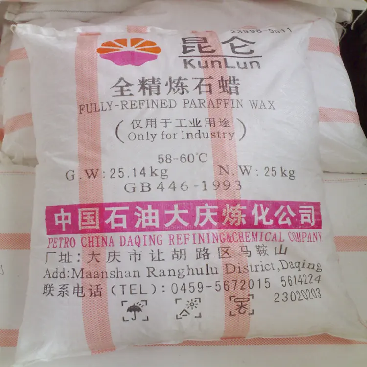 L'usine chinoise fournit directement la cire de paraffine kunlun bon marché pareffin de cire de bougie