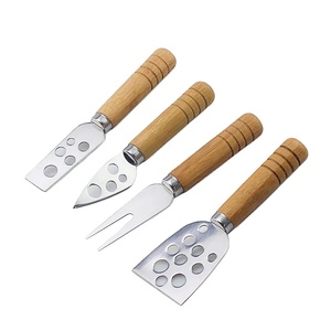 Vente chaude 2024 Ensemble de table Bois ustensiles à fromage en acier inoxydable Manche en acacia en bois et avec argent plaqué d'outils à fromage - Product Image 2